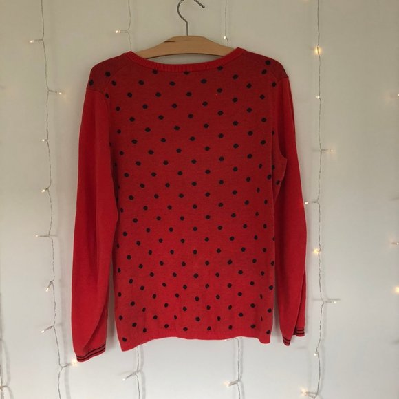 Red Sweater with Black Polka Dots - Picture 2 of 4